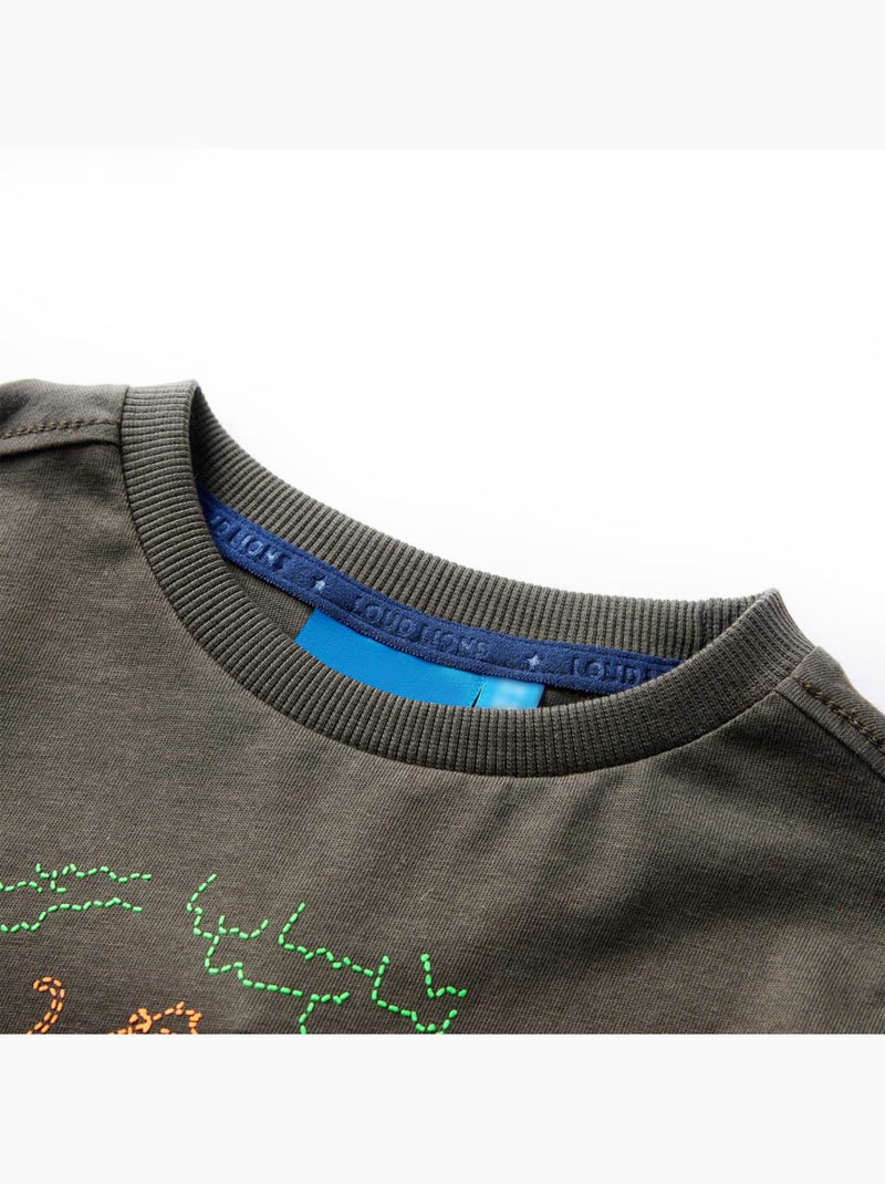 T-shirt manches longues en coton imprimé jeep - vidaxl Vert - Kiabi