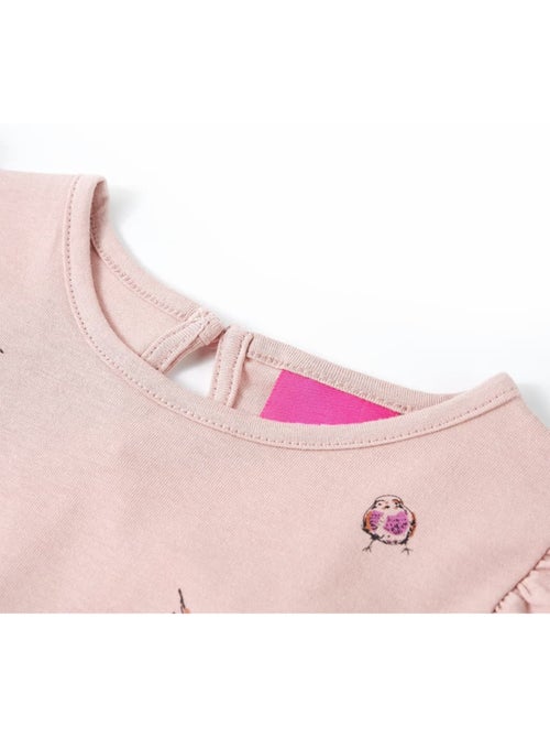 T-shirt manches longues en coton imprimé moineau avec volants - vidaxl - Kiabi