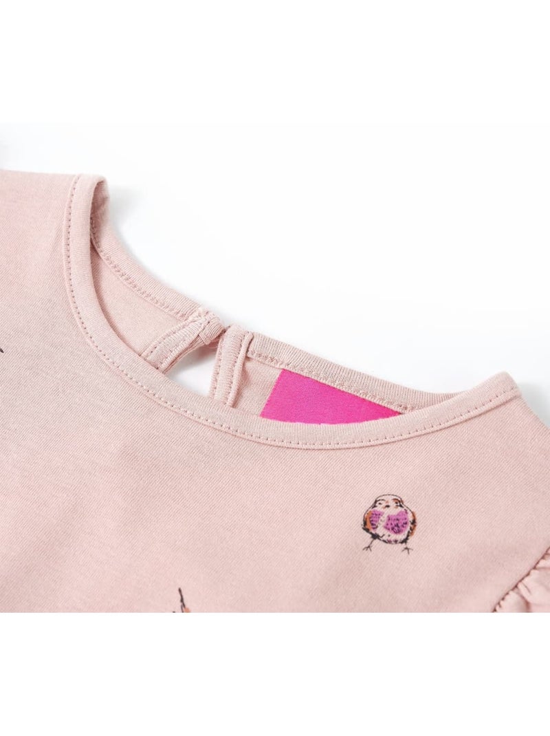 T-shirt manches longues en coton imprimé moineau avec volants - vidaxl Rose - Kiabi