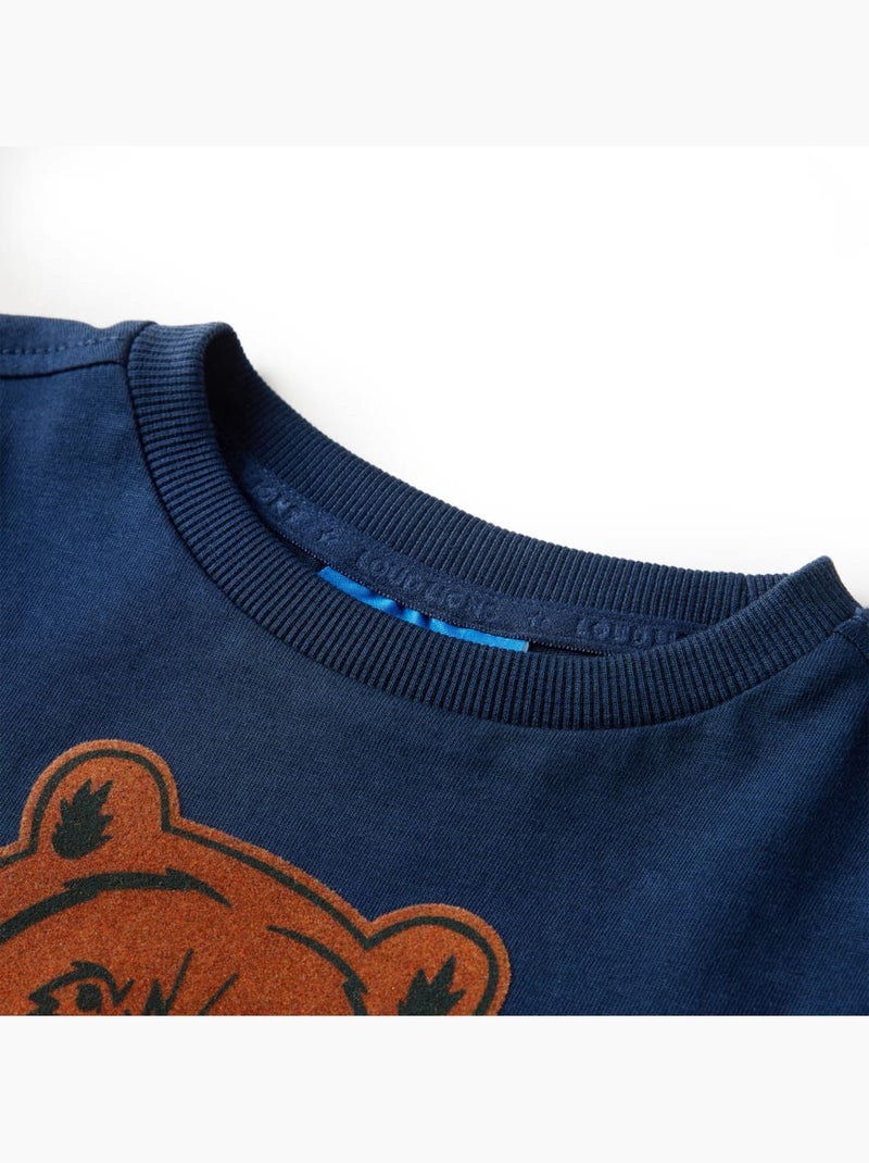 T-shirt manches longues en coton imprimé ours - vidaxl Bleu - Kiabi