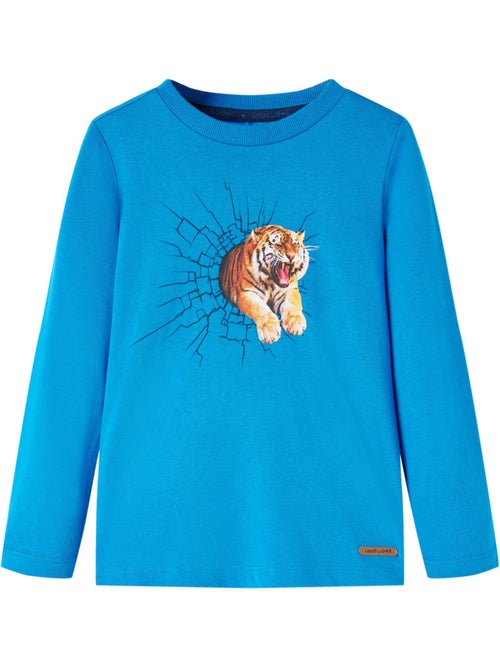 T-shirt manches longues en coton imprimé tigre - vidaxl - Kiabi