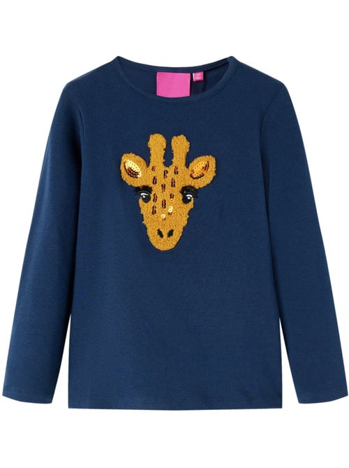 T-shirt manches longues en coton stretch avec cerf - vidaxl - Kiabi