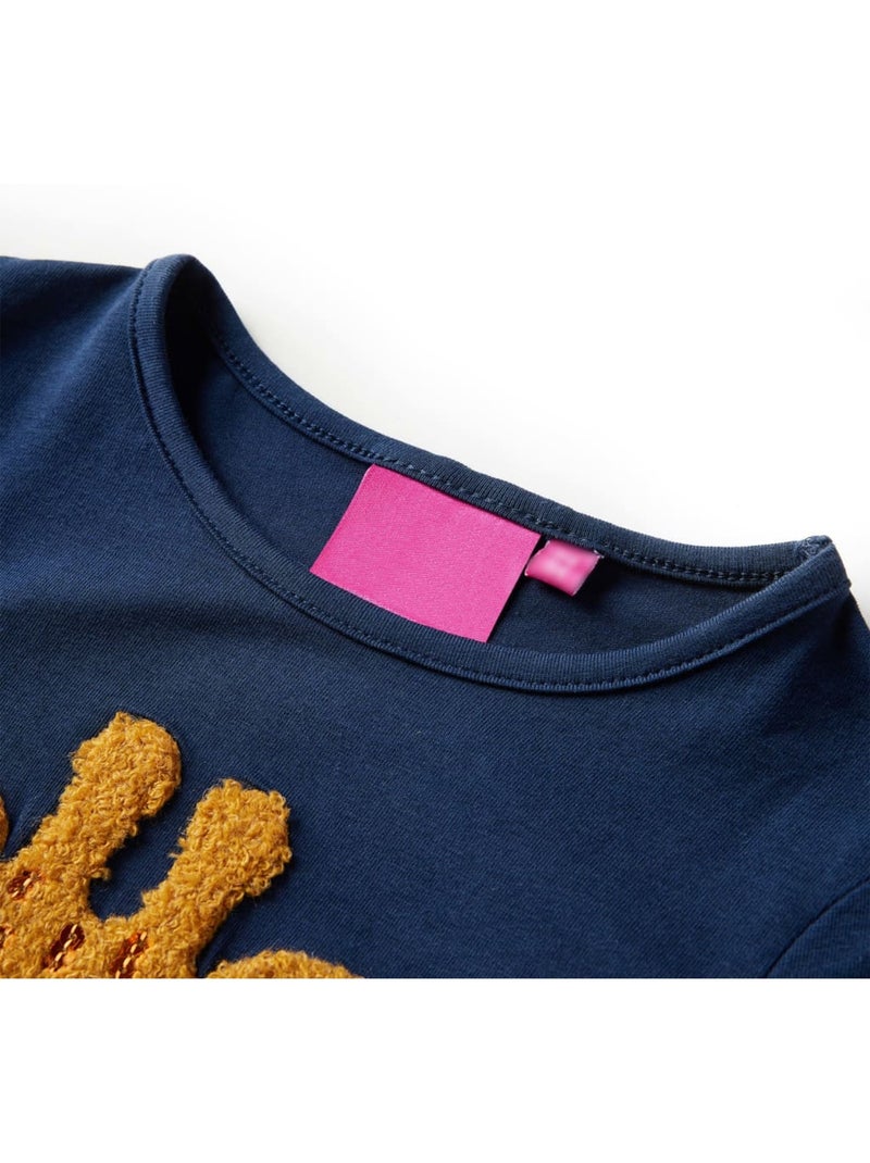 T-shirt manches longues en coton stretch avec cerf - vidaxl Bleu - Kiabi