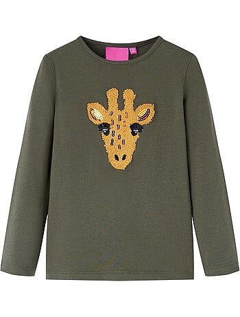 T-shirt manches longues en coton stretch avec cerf - vidaxl