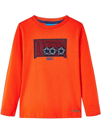 T-shirt manches longues en coton vif avec but de football - vidaxl