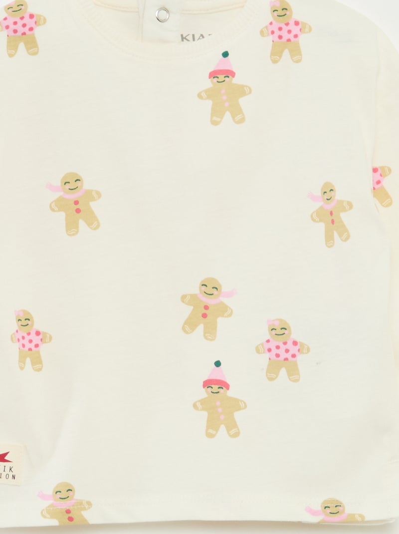 T-shirt manches longues en jersey coton Blanc - Kiabi