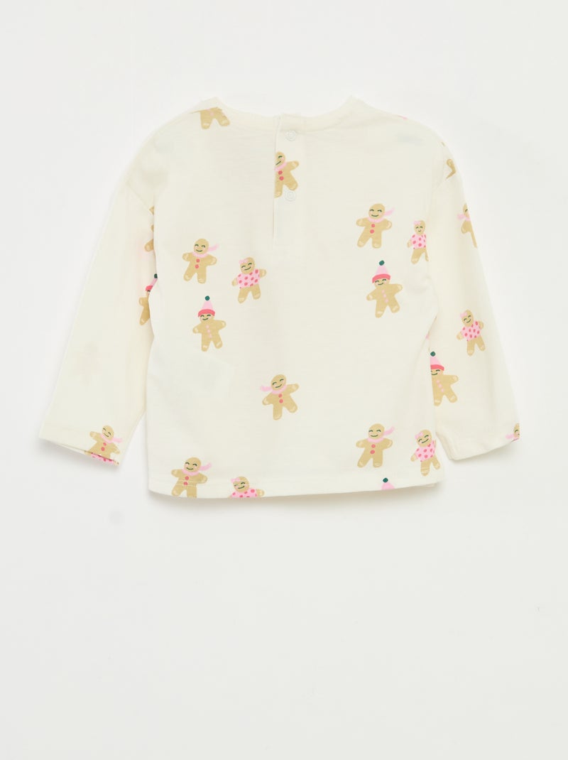 T-shirt manches longues en jersey coton Blanc - Kiabi