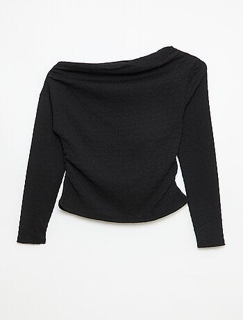 T-shirt manches longues en maille gaufrée