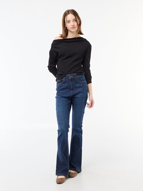 T-shirt manches longues en maille gaufrée - Kiabi