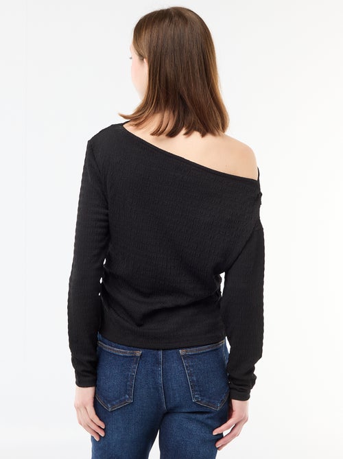 T-shirt manches longues en maille gaufrée - Kiabi