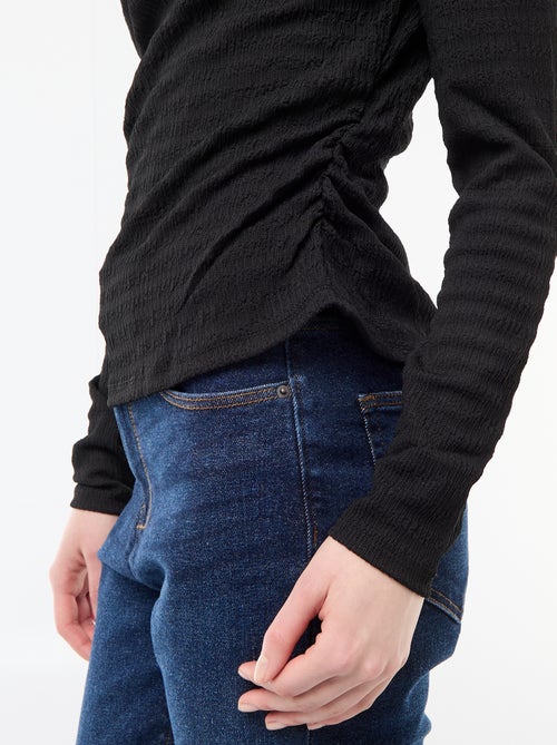 T-shirt manches longues en maille gaufrée - Kiabi