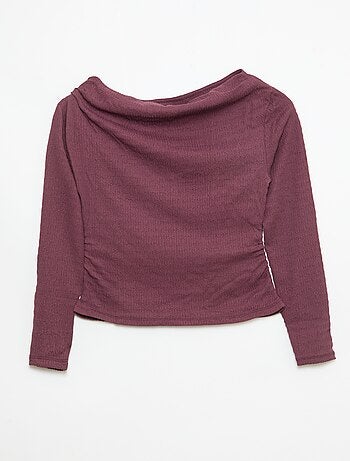 T-shirt manches longues en maille gaufrée