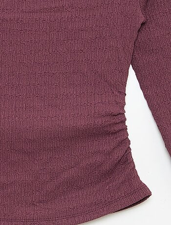 T-shirt manches longues en maille gaufrée