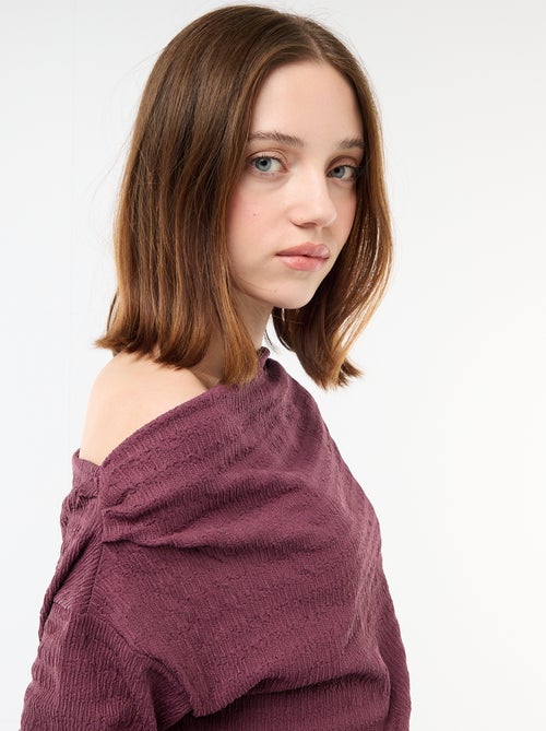 T-shirt manches longues en maille gaufrée - Kiabi