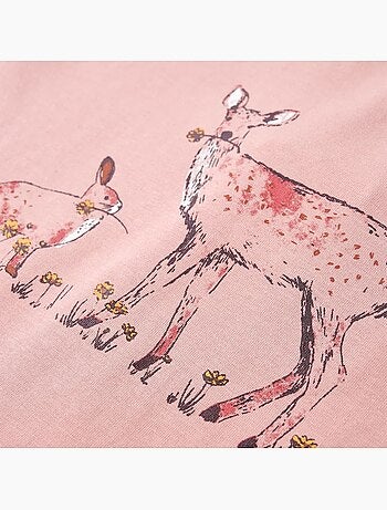 T-shirt manches longues enfant coton élasthanne imprimé cerf et lapin - vidaxl