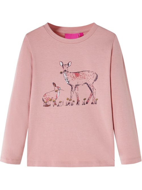 T-shirt manches longues enfant coton élasthanne imprimé cerf et lapin - vidaxl - Kiabi