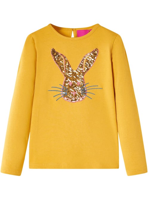 T-shirt manches longues enfant coton élasthanne lapin à sequins - vidaxl - Kiabi