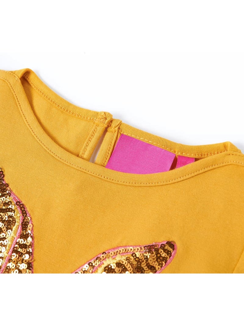 T-shirt manches longues enfant coton élasthanne lapin à sequins - vidaxl Jaune - Kiabi