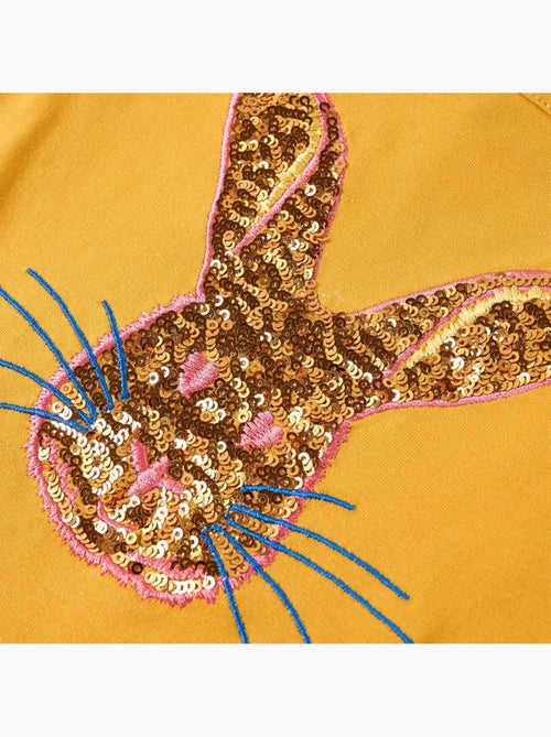 T-shirt manches longues enfant coton élasthanne lapin à sequins - vidaxl - Kiabi