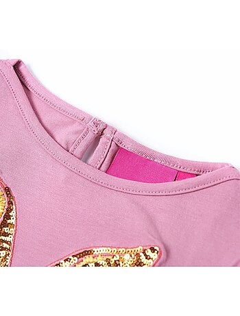 T-shirt manches longues enfant coton élasthanne lapin à sequins - vidaxl