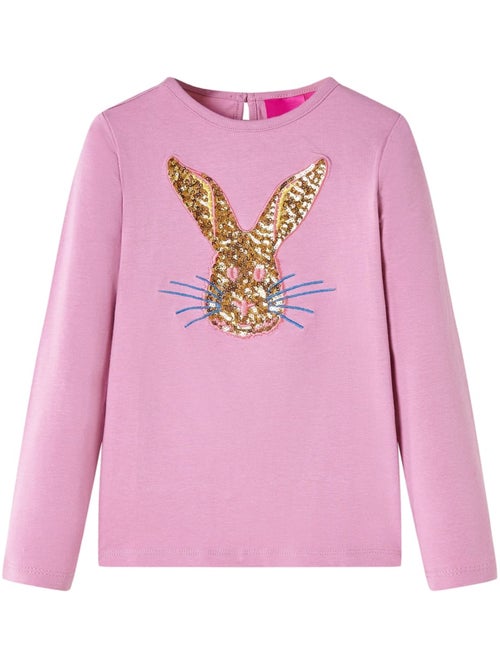 T-shirt manches longues enfant coton élasthanne lapin à sequins - vidaxl - Kiabi