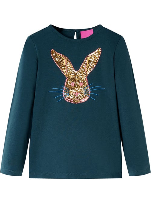 T-shirt manches longues enfant coton élasthanne lapin à sequins - vidaxl - Kiabi