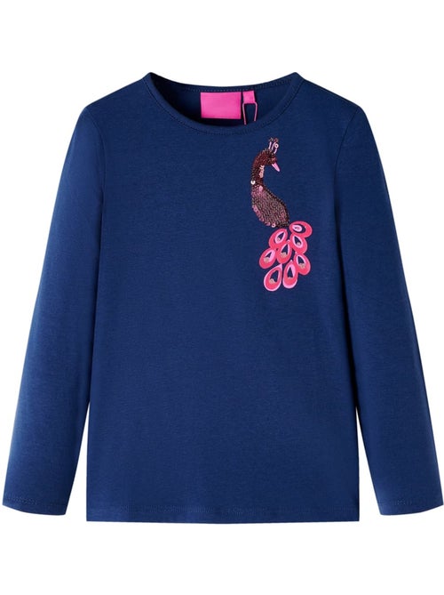 T-shirt manches longues enfant coton élasthanne motif paon brillant - vidaxl - Kiabi