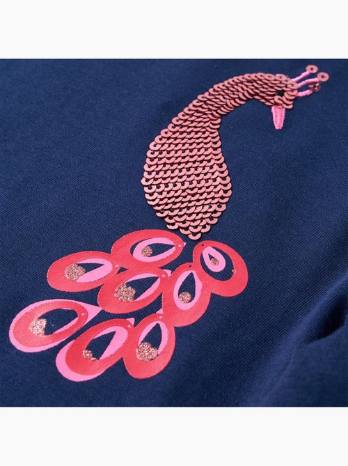 T-shirt manches longues enfant coton élasthanne motif paon brillant - vidaxl - Kiabi