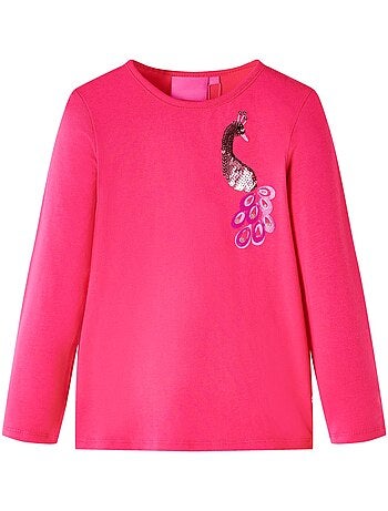 T-shirt manches longues enfant coton élasthanne motif paon brillant - vidaxl