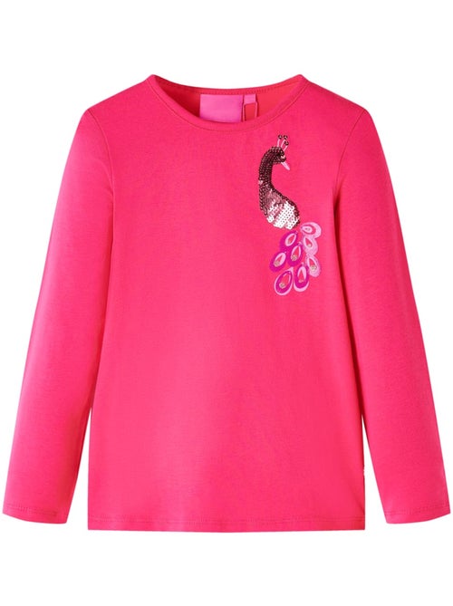 T-shirt manches longues enfant coton élasthanne motif paon brillant - vidaxl - Kiabi