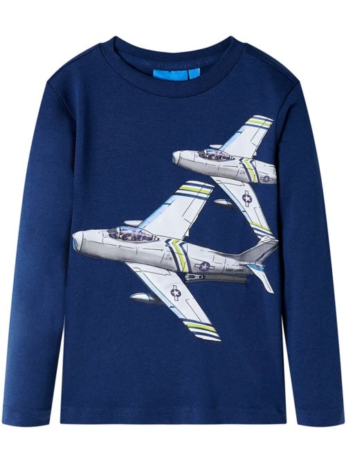 T-shirt manches longues enfant coton imprimé avion - vidaxl - Kiabi