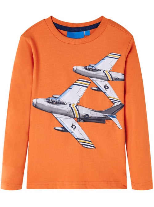 T-shirt manches longues enfant coton imprimé avion - vidaxl - Kiabi T-shirt manches longues enfant coton imprimé avion - vidaxl - Kiabi