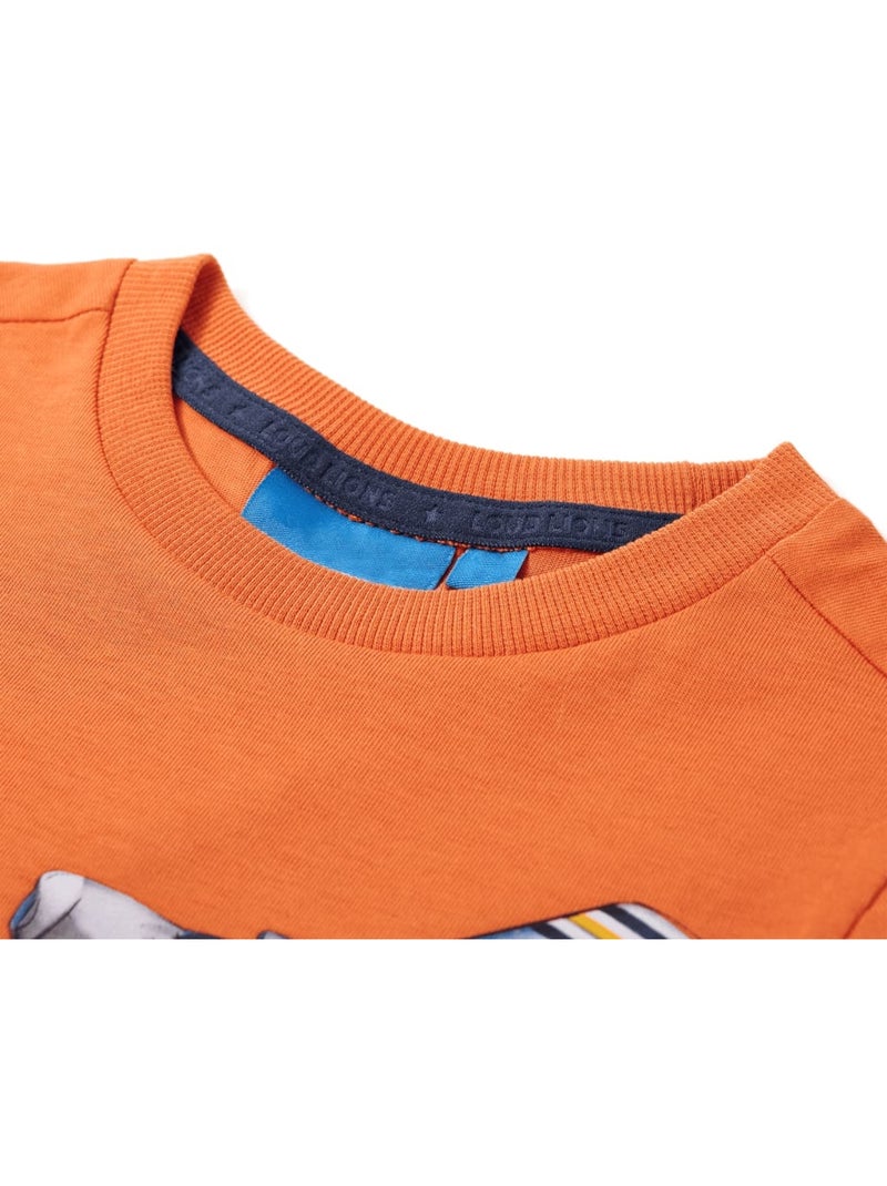 T-shirt manches longues enfant coton imprimé avion - vidaxl Orange - Kiabi