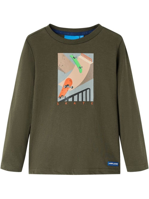 T-shirt manches longues enfant coton imprimé skateboards - vidaxl - Kiabi