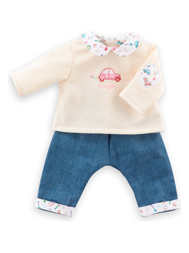 T-Shirt Manches Longues et Jean Week-end à Paris pour poupon 30 cm Bleu - Kiabi