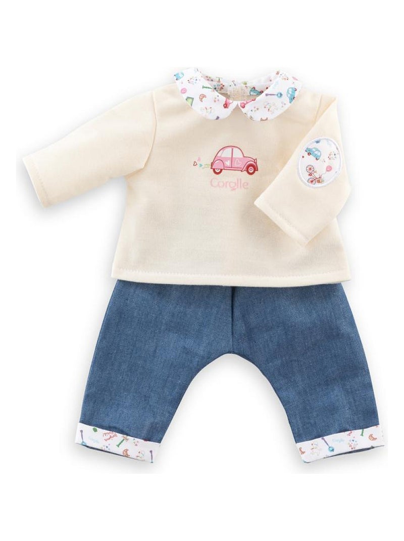 T-Shirt Manches Longues et Jean Week-end à Paris pour poupon 30 cm Bleu - Kiabi