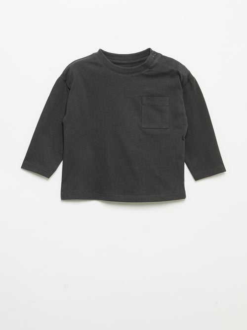T-shirt manches longues et poche poitrine - Kiabi