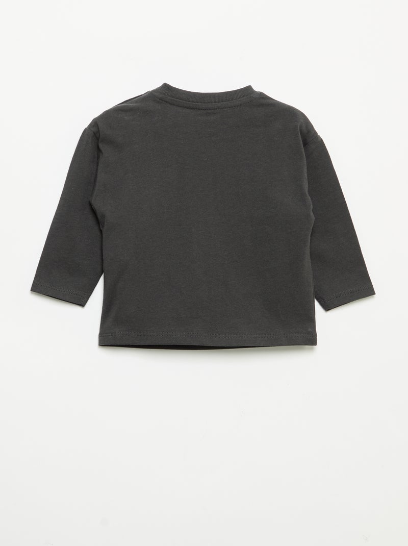 T-shirt manches longues et poche poitrine Noir - Kiabi