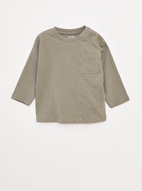 T-shirt manches longues et poche poitrine - Kiabi