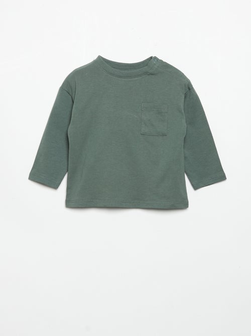 T-shirt manches longues et poche poitrine - Kiabi