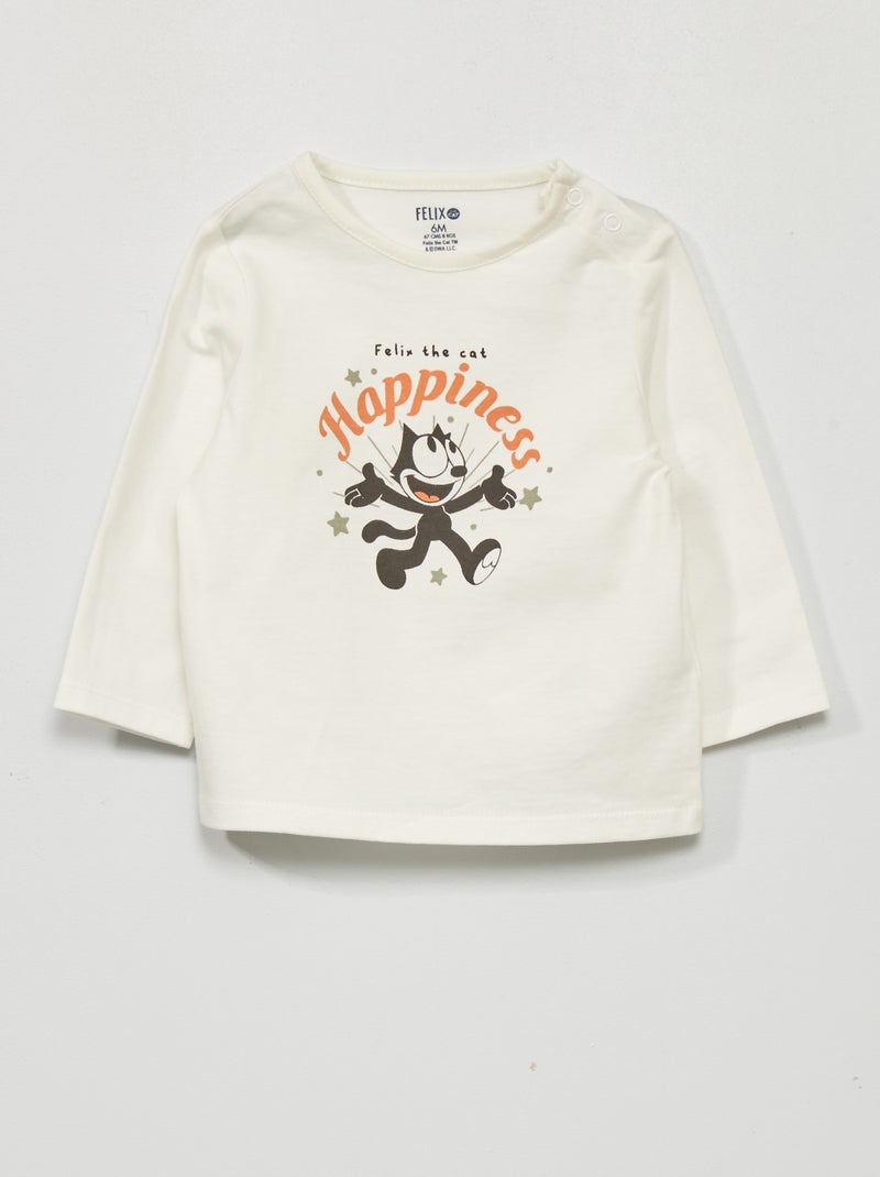 T-shirt manches longues 'Felix the cat' Blanc - Kiabi
