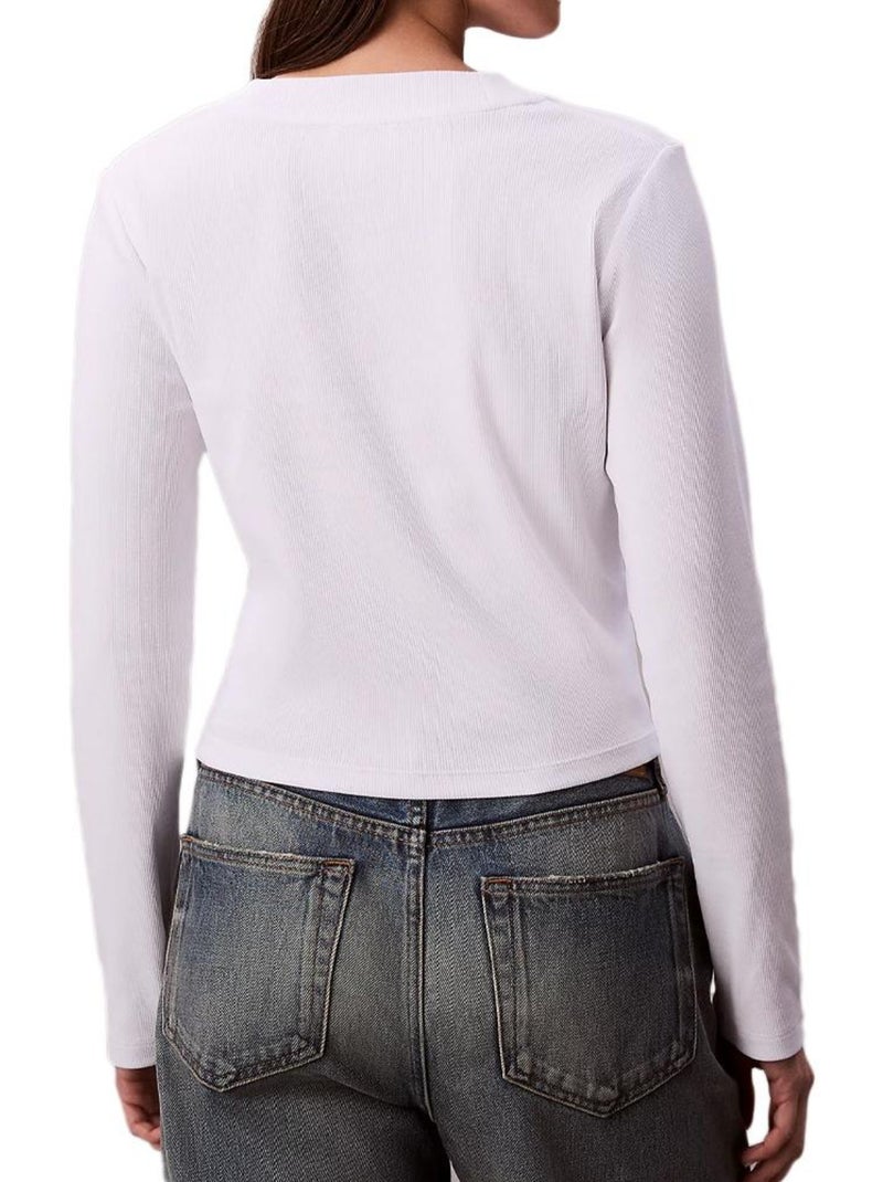 T-Shirt Manches Longues Femme Calvin Klein Jeans Blanc - Kiabi