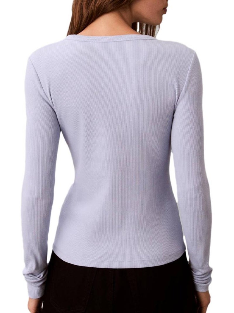 T-Shirt Manches Longues Femme Calvin Klein Jeans Label Bleu - Kiabi