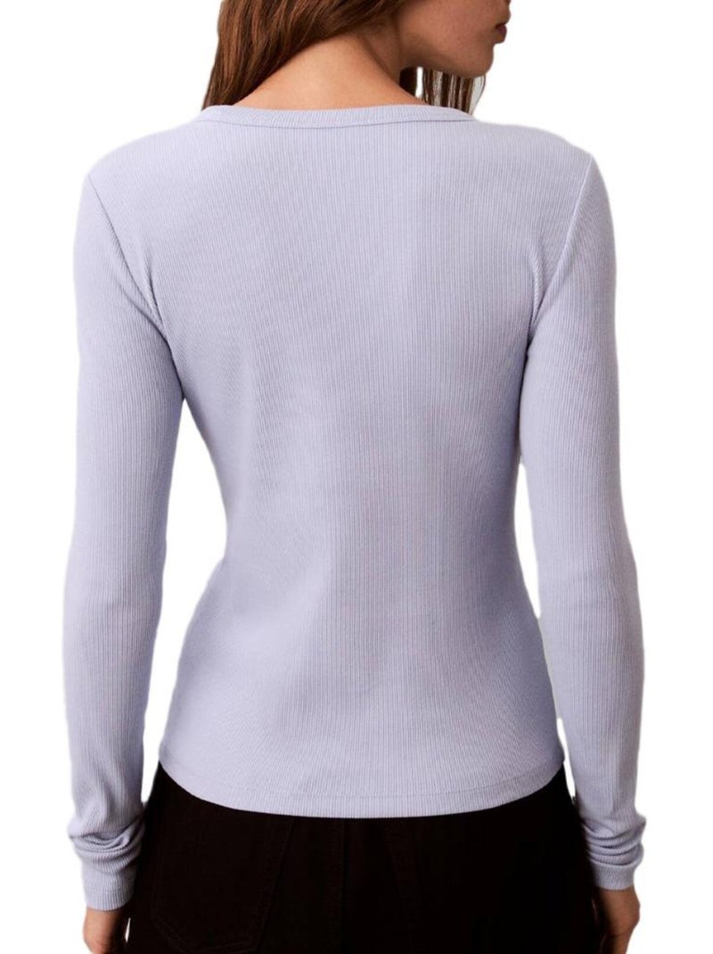 T-Shirt Manches Longues Femme Calvin Klein Jeans Label Bleu - Kiabi