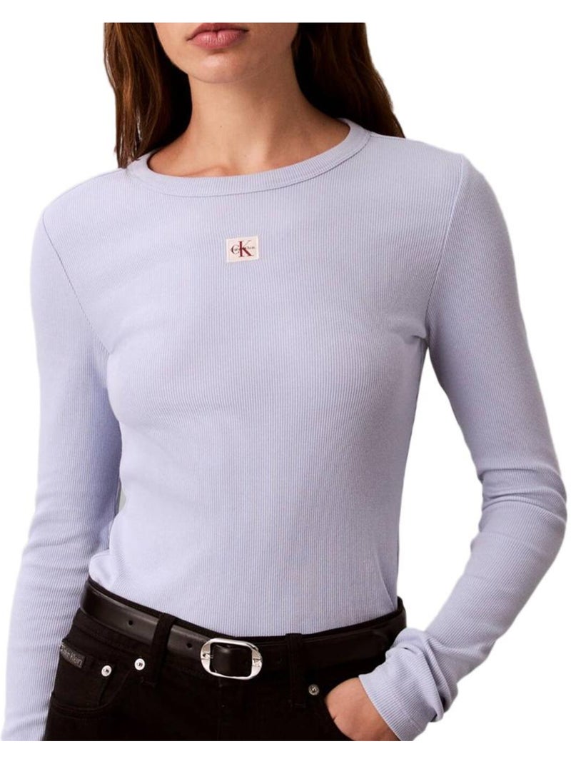 T-shirt manches longues femme calvin klein jeans label Violet - Kiabi