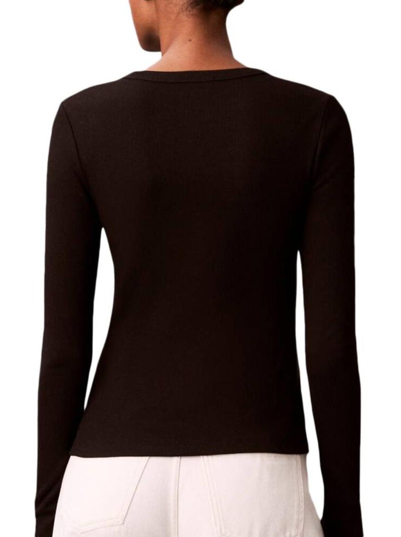 T-shirt manches longues femme calvin klein jeans Noir - Kiabi
