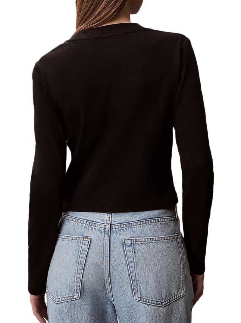 T-shirt manches longues femme calvin klein jeans Noir - Kiabi