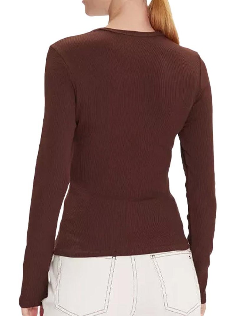 T-Shirt Manches Longues Femme Tommy Hilfiger Marron cappuccino - Kiabi