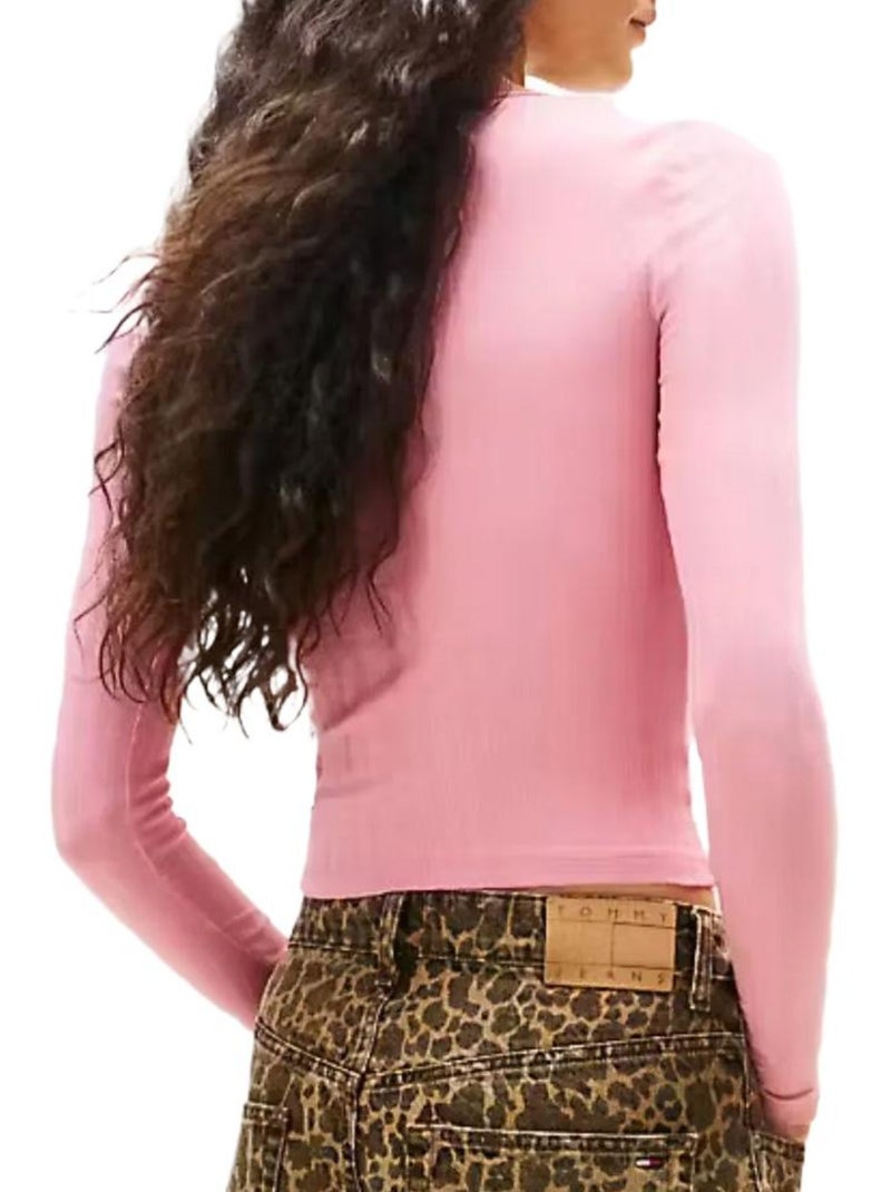 T-Shirt Manches Longues Femme Tommy Hilfiger Rose - Kiabi