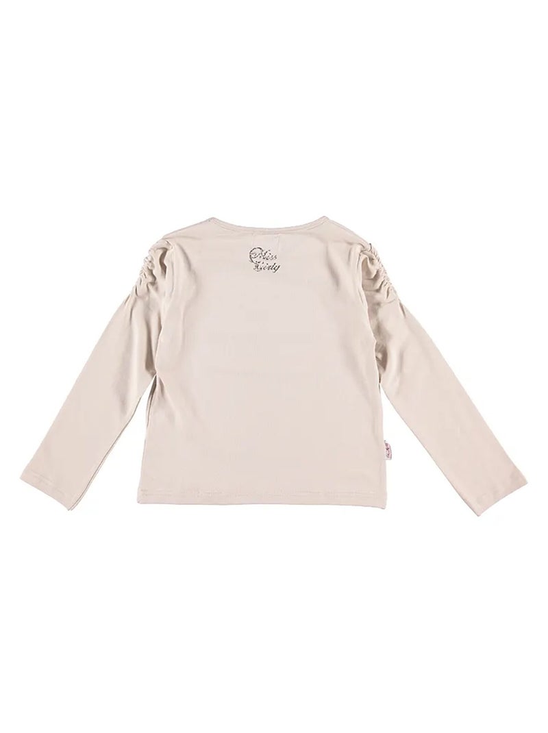 T-shirt manches longues fille FLOYD - MISS GIRLY Beige sable - Kiabi
